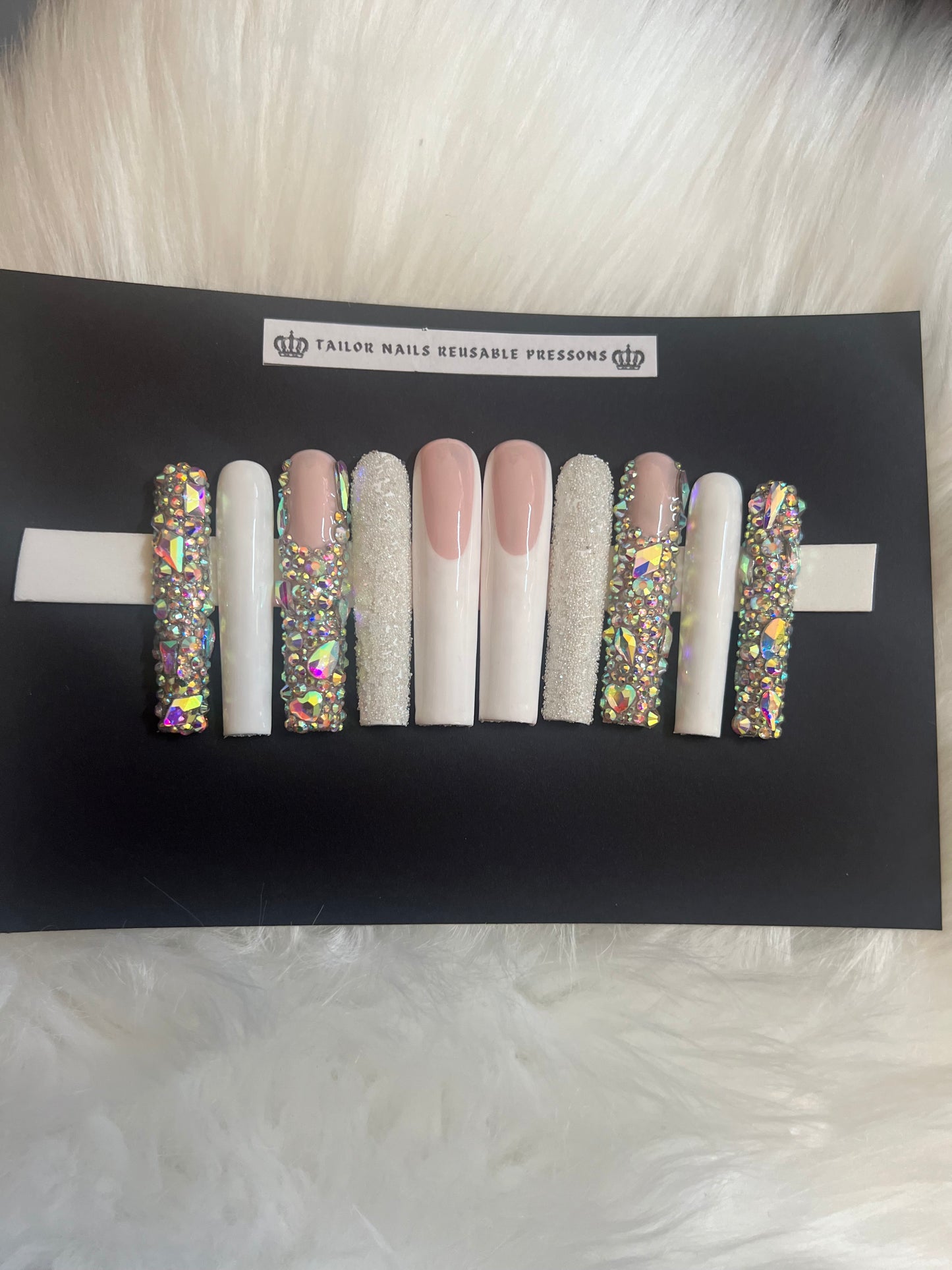 XXL Blinged Out French Tip Nails (size required)