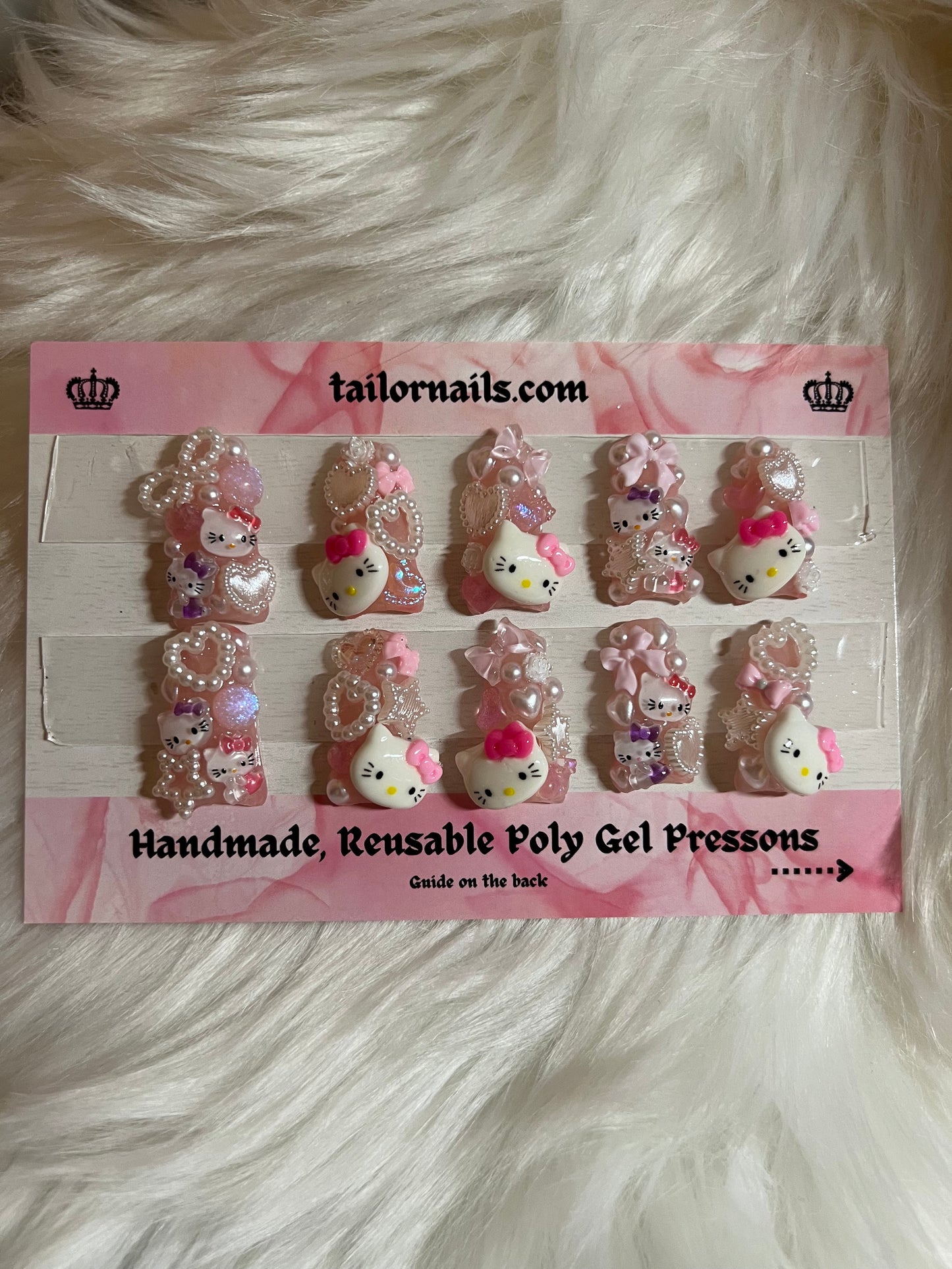 Sanrio Kawaii Junk Charm Nails (white or black) Size Required