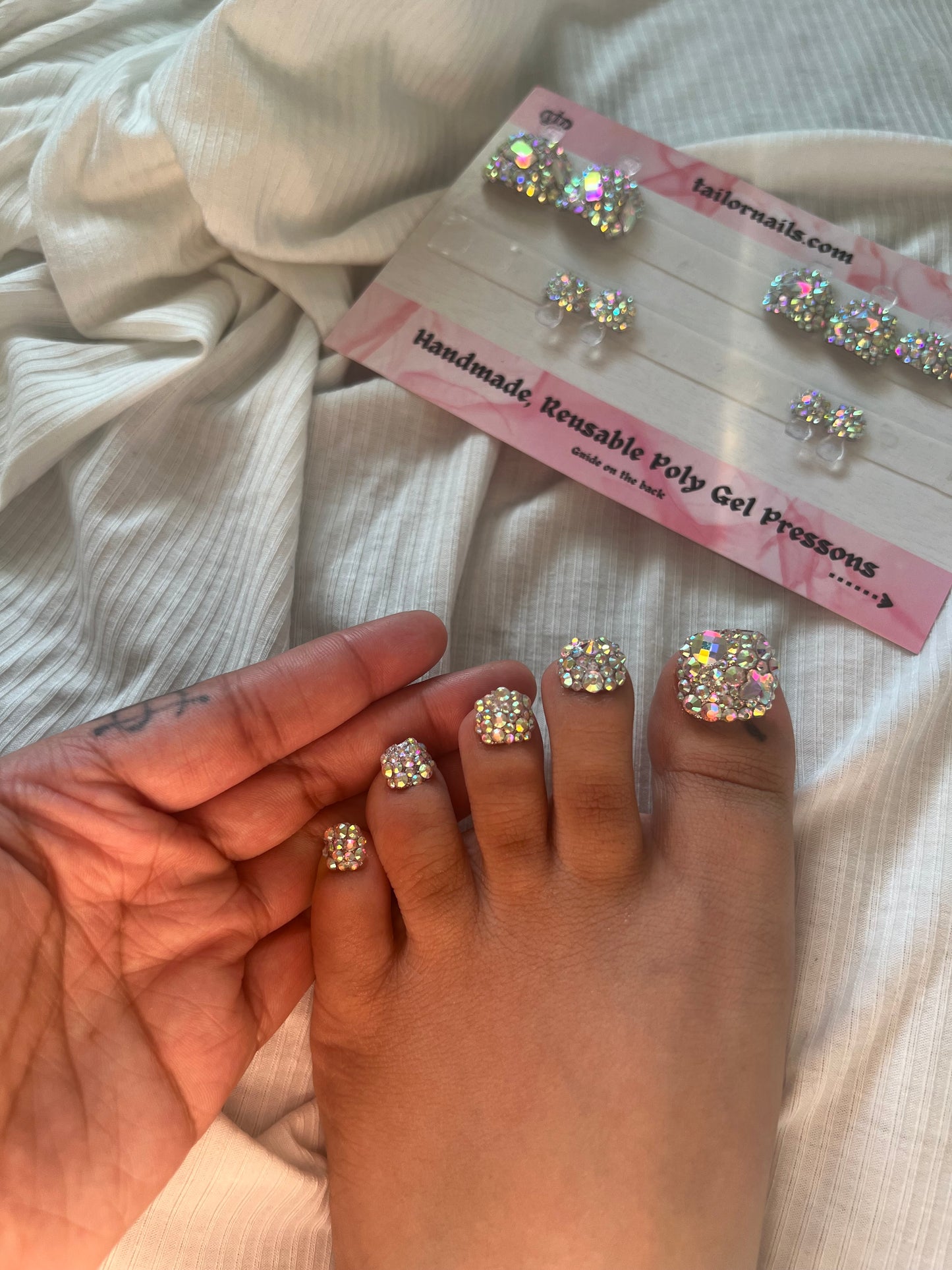 Diamond Presson Toe Nails (10 sizes) 20 Piece Set