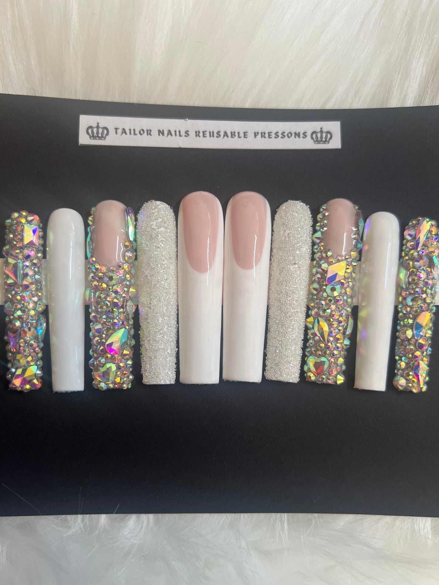 XXL Blinged Out French Tip Nails (size required)