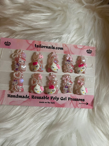 Sanrio Kawaii Junk Charm Nails (white or black) Size Required