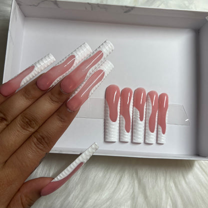 Abstract White French Tip (size required) chose your length