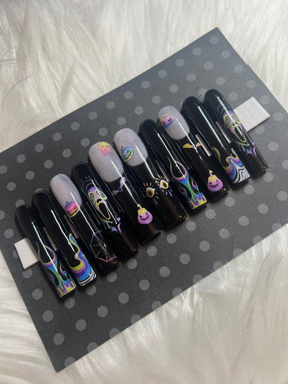 Abstract Spooky Halloween Nails (chose your size) XXL