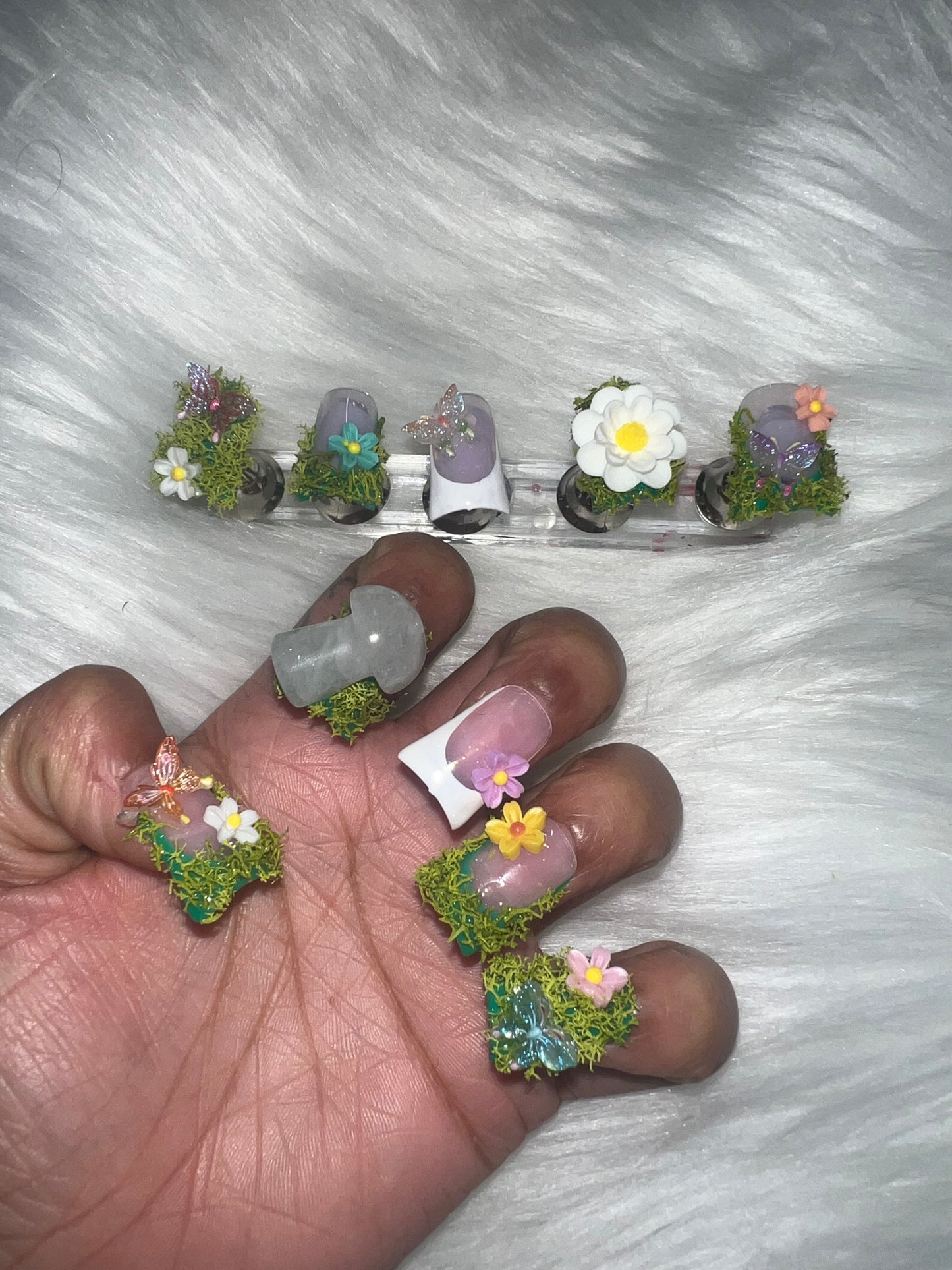 Moss Garden Crystal Fairy Nails (size required) Duck Shape Short Length