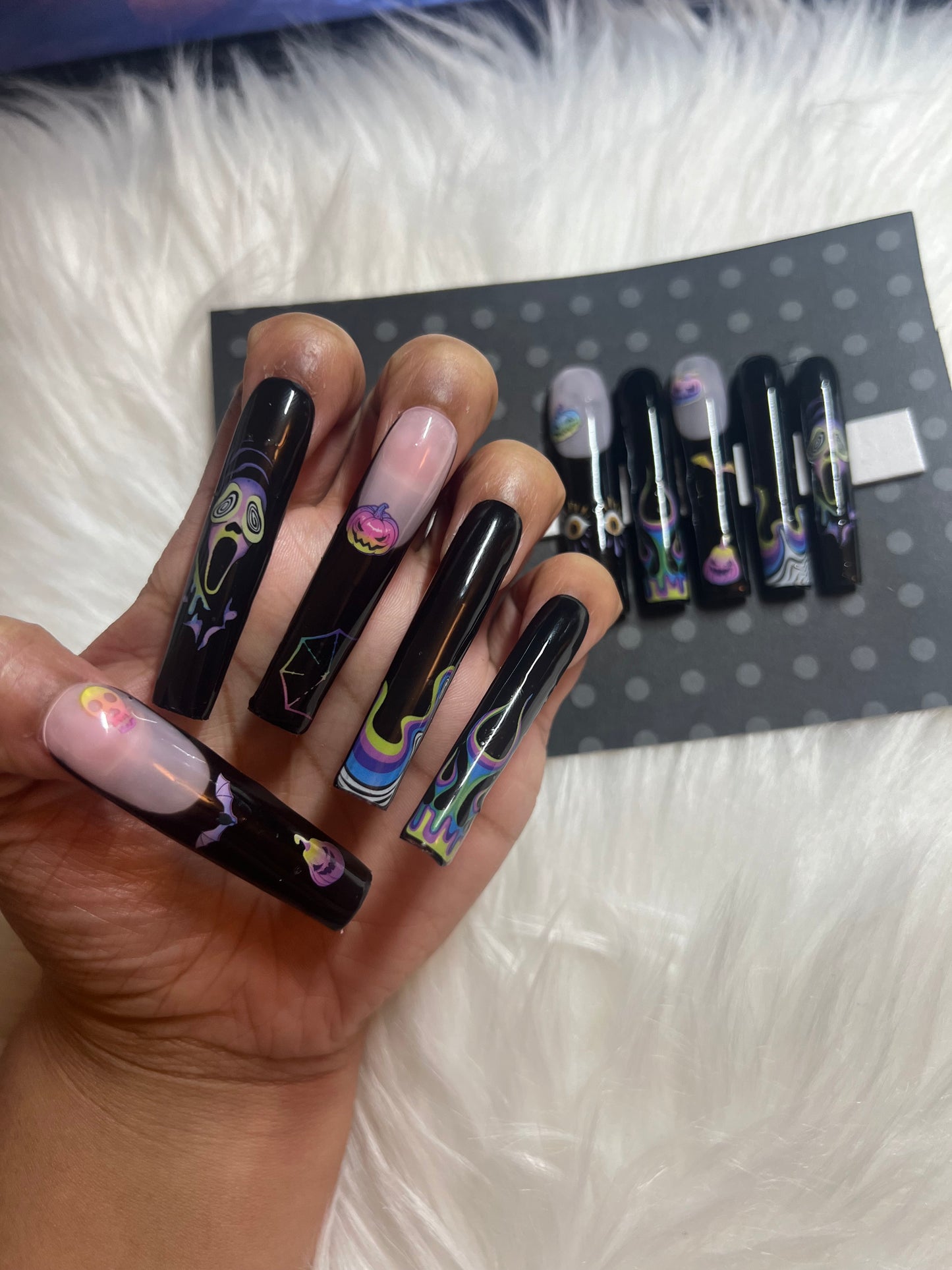 Abstract Spooky Halloween Nails (chose your size) XXL