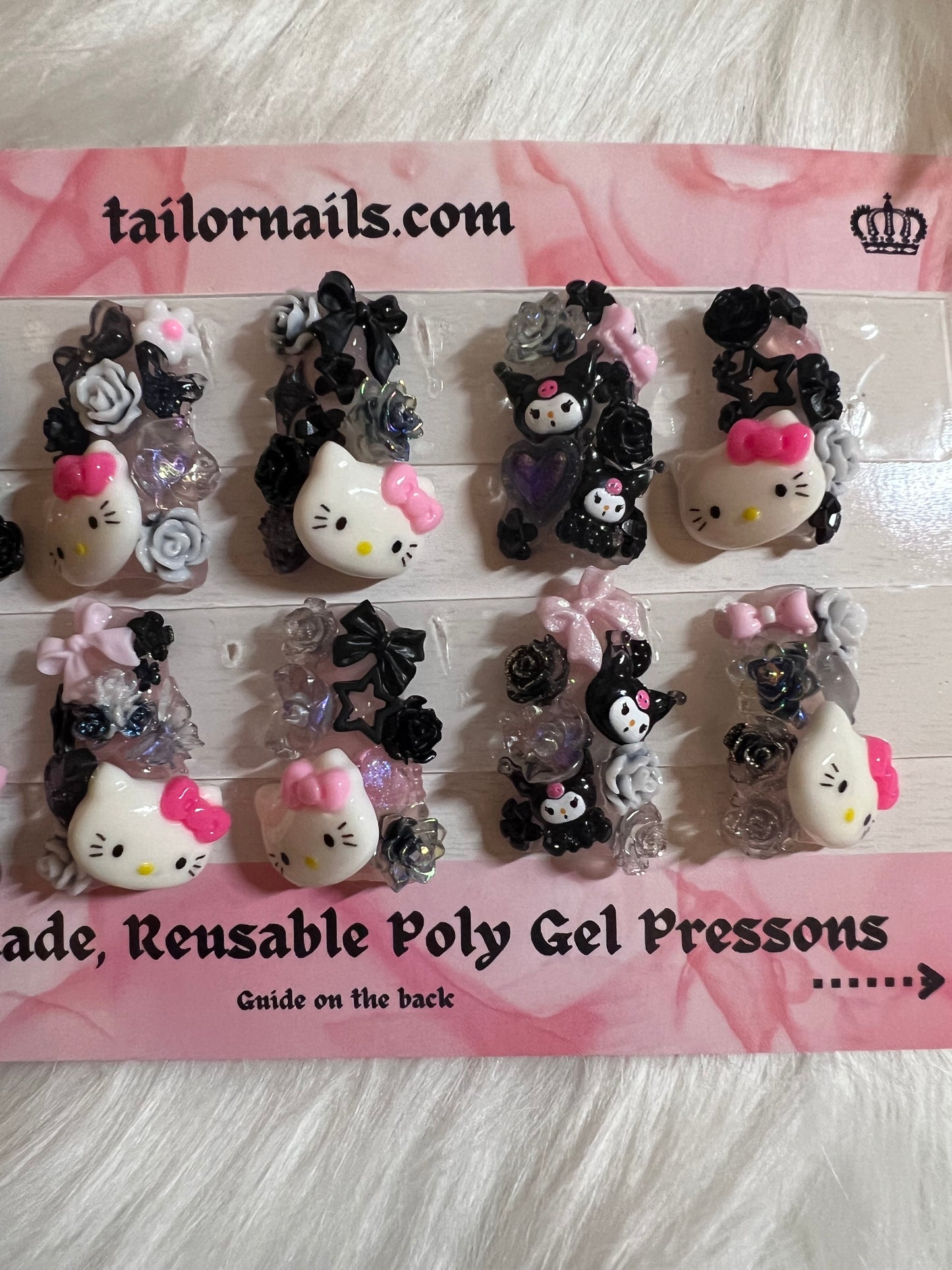 Sanrio Kawaii Junk Charm Nails (white or black) Size Required