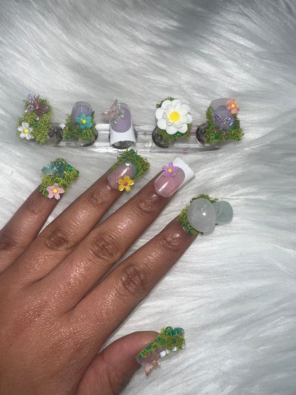 Moss Garden Crystal Fairy Nails (size required) Duck Shape Short Length