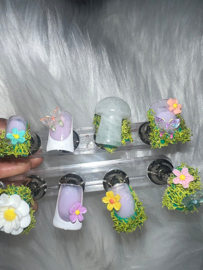 Moss Garden Crystal Fairy Nails (size required) Duck Shape Short Length