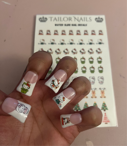 Hello Kitty Christmas French Tip Duck Nails (size required) holiday nails