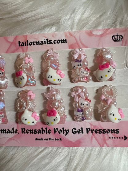 Sanrio Kawaii Junk Charm Nails (white or black) Size Required