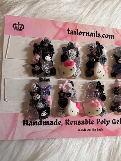 Sanrio Kawaii Junk Charm Nails (white or black) Size Required