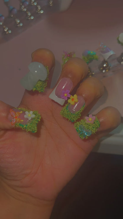 Moss Garden Crystal Fairy Nails (size required) Duck Shape Short Length